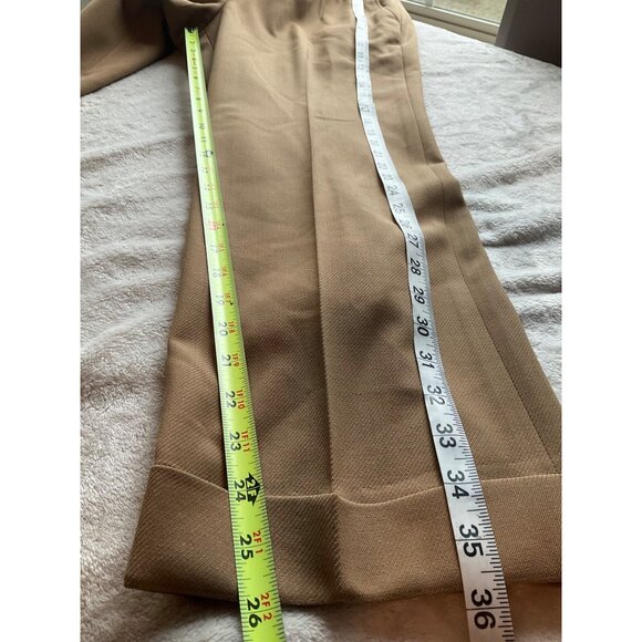 VTG Talbots Medium P Suit Set jacket and pants Wide Leg Wool Stretch Tan Beige - Picture 10 of 16